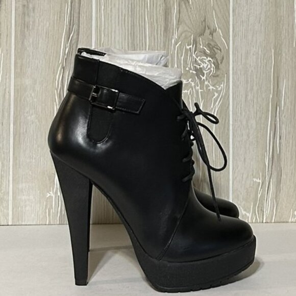 Charles David Lace Up Stilletto Ankle Booties 8 NIB - Picture 7 of 9